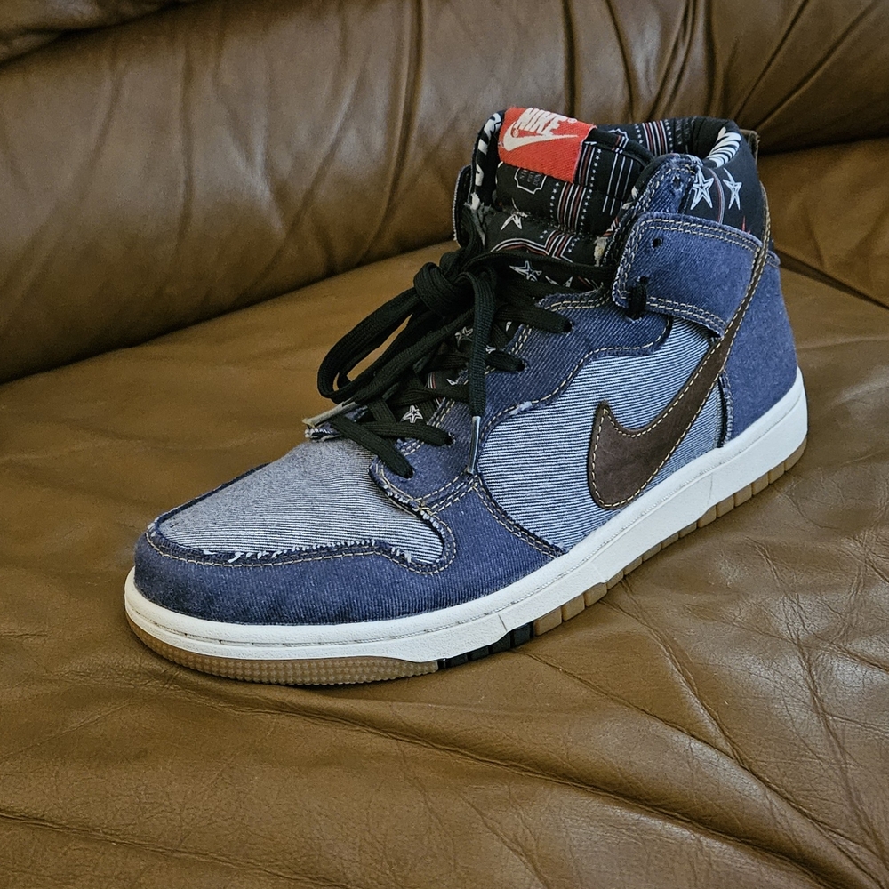 Men's Nike Dunk High CMFT Denim Multicolor Size 8 (EXCELLENT CONDITION) - Picture 2 of 14
